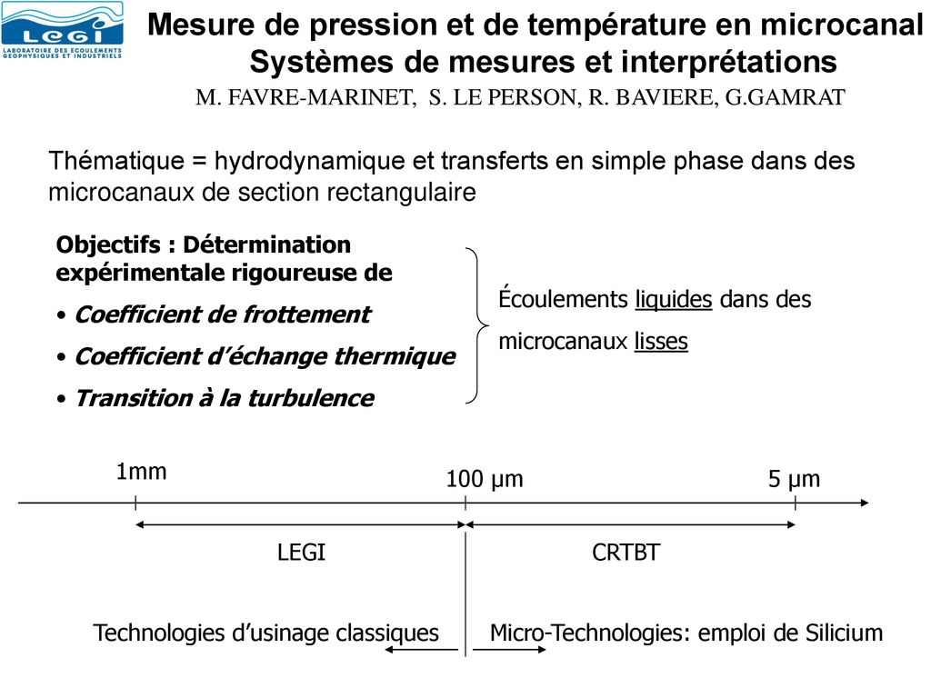 Mesure De Pression Et De Temp Rature En Microcanal Ppt T L Charger